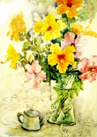 Floral painting: Hibiscus in Crystal