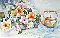 Floral painting: Little Brass Teapot